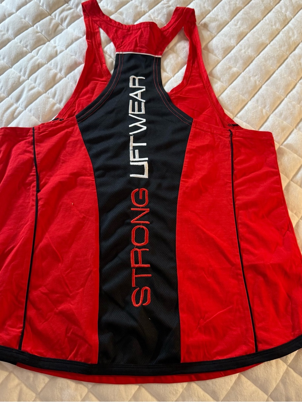 NWT Strong Liftwear Men's XL Bodybuilding Stringer Tank Top Gym Red Black